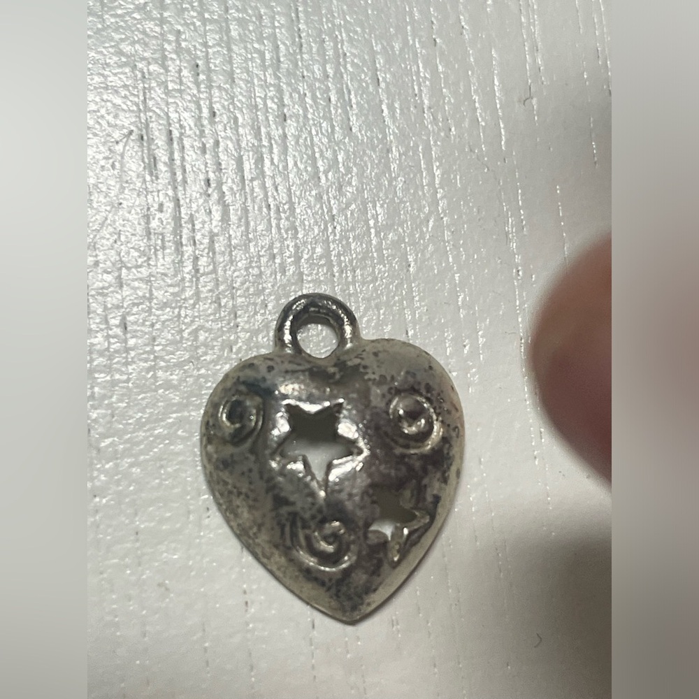 Sterling Silver Heart Cut out Star Bracelet Charm